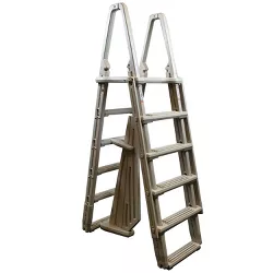 XtremepowerUS Deluxe Above-Ground Pool Ladder A-Frame Swimming Pool Ladder Pool Non-Sliip Step Ladder White 