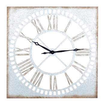 Metal Wall Clock with Distressing Gray - Olivia & May