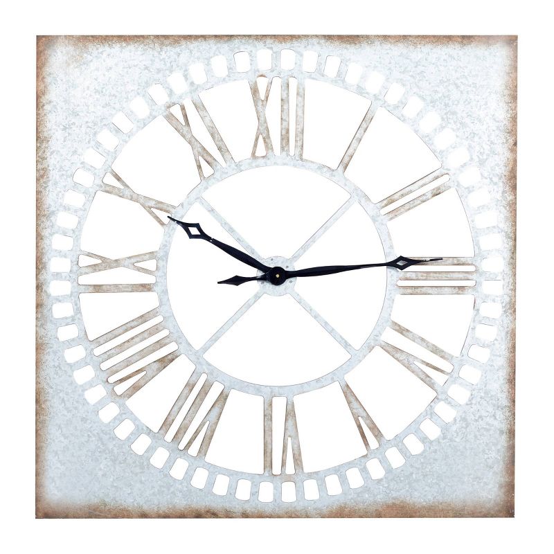 Metal Wall Clock with Distressing Gray - Olivia &#38; May, 1 of 18