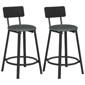 VASAGLE Bar Stools, Set of 2 PU Upholstered Breakfast Stools, 29.7-Inch Barstools with Back and Footrest - 1 of 4