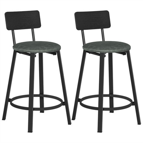 VASAGLE Tall Bar Stools Set of 2 Bar Chairs 28.7 Inches Barstools with Back  Counter Height Stool with Backrest Steel Frame Industrial Rustic Brown and  Black 