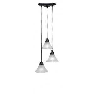 Toltec Lighting Europa 3 - Light Pendant in  Matte Black with 7" Frosted Crystal Shade - 1 of 1