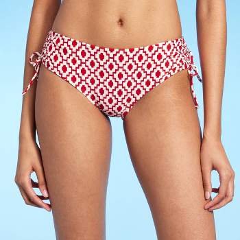 Women's Side Tunneled Hipster Bikini Bottom - Shade & Shore™ Red Geo Print 