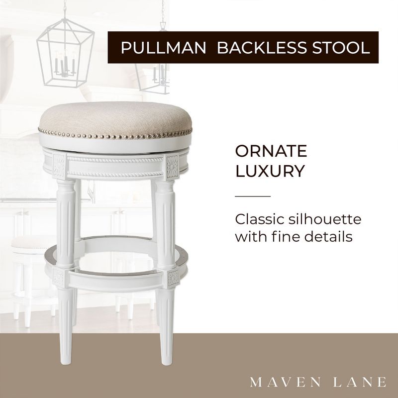 Maven Lane Pullman Backless Upholstered Kitchen Stool with Fabric Cushion Seat, Set of 3, 3 of 7