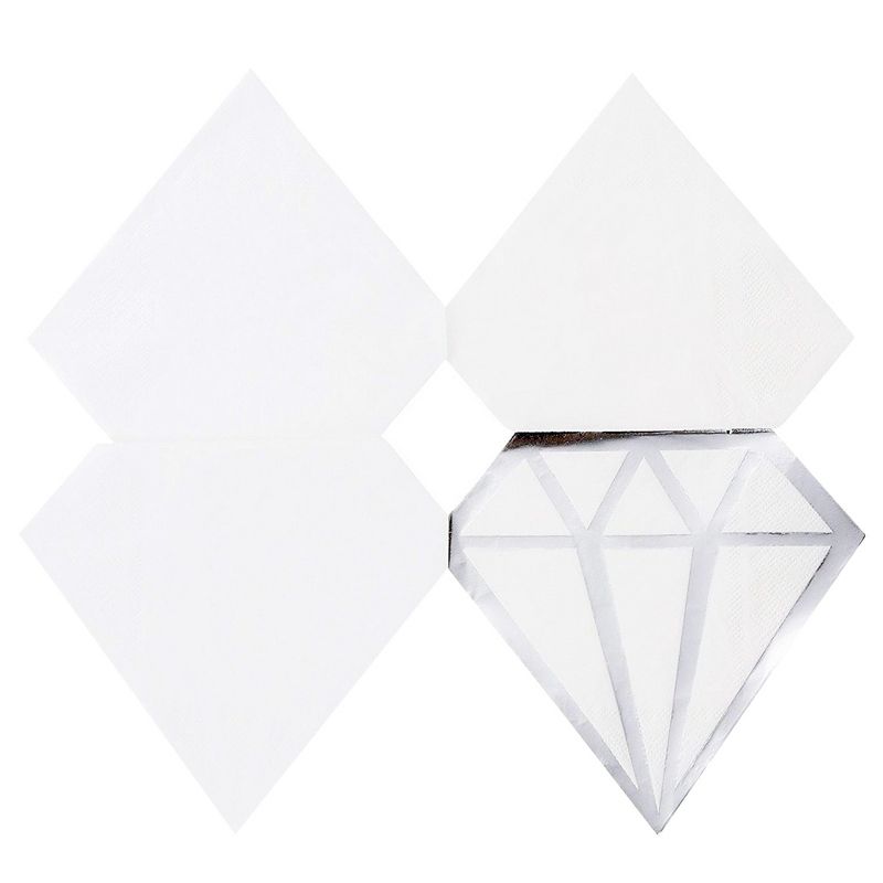 Blue Panda 50-Pack Silver Foil Diamond Die Cut Luncheon Disposable Paper Napkins, 3-Ply, Folded 6 x 6 Inches, 5 of 8
