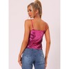 INSPIRE CHIC Women's Sequined Shining Adjustable Straps Club Party Sparkle Cami Top - 4 of 4
