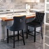 QingMoon Velvet Upholstered Barstools, Button Tufted Counter Chairs Set of 2 with Nailhead Trim and Wooden Legs for Kitchen, Cafe, Pub - 2 of 4