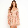 Women's Floral Chiffon V-Neck Ruffle Mini Dress – Romantic Long Sleeve Dress for Spring by Cherie Code - 2 of 4