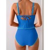 Eomenie Tankini Swimsuit for Women Tummy Control Ruched Two Piece Bathing Suits High Waisted Shell Stitch Swimwear - 2 of 3