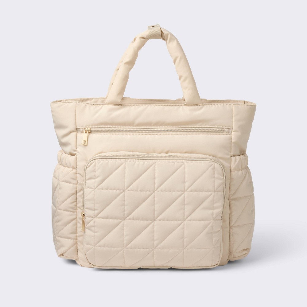 Photos - Other for Child's Room Quilted Diaper Backpack Tote - Light Tan - Cloud Island™