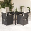 vidaXL - 5 Piece Patio Dining Set with Cushions - Black Poly Rattan, Reclining Garden Chairs, Glass Top Table - Ideal for Balcony, Backyard, Garden - 2 of 4