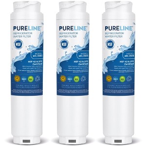 PURELINE Refrigerator Water Filter Replacement for Bosch Ultra Clarity 644845,9000194412, 9000077104, REPLFLTR10 and Miele KWF1000 (3 Pack) - 1 of 4