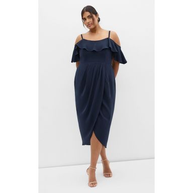plus size navy midi dress Plus-Size Navy Blue Midi Shift Dress