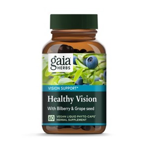 Gaia Herbs Healthy Vision - Vision Support Supplement to Help Maintain Eye Health - 60 Vegan Liquid Phyto-Caps - 1 of 4