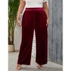 Plus Size Women Pants Elastic Waist Velvet Wide Leg Long Trousers - 2 of 4