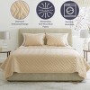 Lavish Home 3PC Queen Quilt Set with Shams, Natural - 2 of 4