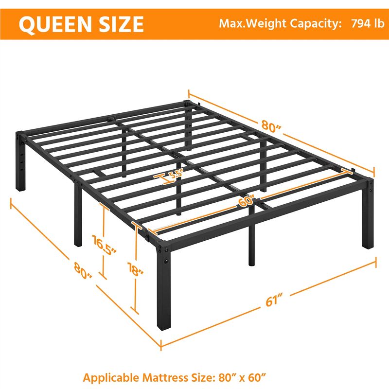 Yaheetech Metal Platform Bed Frame with Heavy Duty Steel Slat Support, 4 of 11