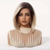 Jessie's Wig 10 Inch Ombre Short Straight Bob Lace Wigs Synthetic Hair 13*5*1 C Part Lace Black Blonde Brown 1 Pc/Pack - 2 of 4