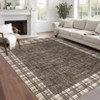Plaid Print  Powder Blue Area Rug,  Machine Washable Rug, Non-Slip Low Pile Carpet for Living Room, Bedroom, Dining Room, Home Office - 3 of 4
