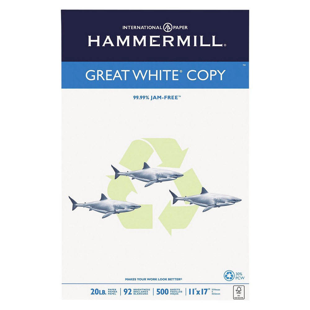 UPC 780366867508 product image for Hammermill Recycled Copy Paper, 92 Brightness, 20lb, 11 x 17 - White | upcitemdb.com