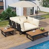 4-Piece Outdoor Seating Set, Sectional Sofa with Coffee Table and Adjustable Reclining Seats, Metal Sofa with Foam Cushions-Coolbibila - 2 of 4