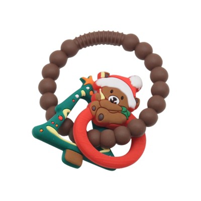 Silicone Christmas Teether Ring Toy for Baby, BPA Free Soothing Teething Relief Toy for Infant & Toddlers 0-12 Months, Perfect Christmas Gift for Baby