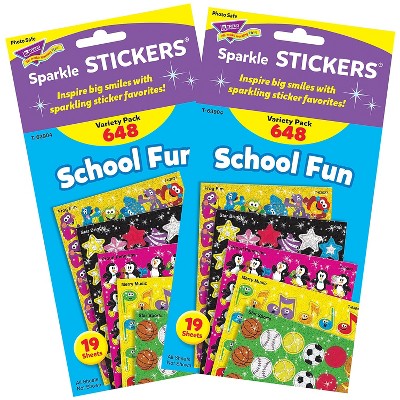 Trend Enterprises TREND School Fun Sparkle Stickers Variety Pack 648/Pack 2 Packs (T-63904-2)