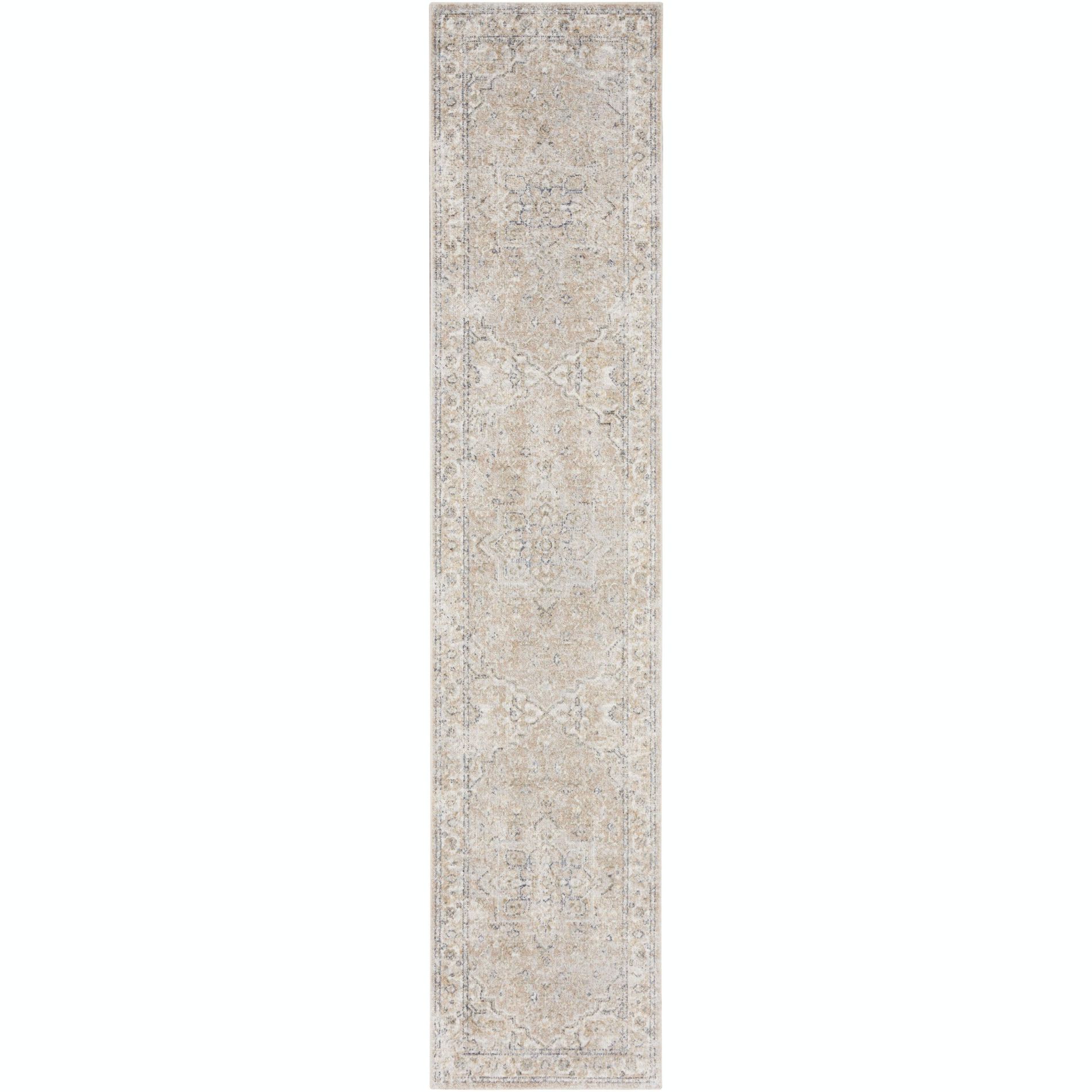 Nourison Astra Machine Washable 2' x 6' Beige Vintage Indoor Flatweave Rug