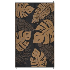 Outdoor Rug Modern Tropical Leaf Woven Carpet Waterproof Plastic Straw Rug, UV-Resistant Reversible Mat for Camping RV Porch Deck Balcony Beach - 1 of 4