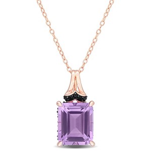 EVERLY JEWELRY | Rose Plated Sterling Silver 6 1/8 CT TGW Rose de France Black Sapphire Fashion Pendant With Chain, 18-inch - 1 of 4