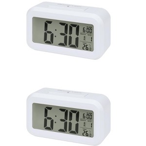 REGALWOVEN 2 Pcs Plastic Battery Powered Digital Temperature Alarm Clock 5.5 x 2.8 x 1.8 Inches - 1 of 4