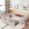 TiramisuBest Full Floor Bed Frame with Fence - White Pine Design - 3 of 4