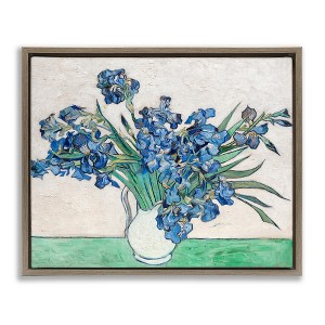 Stupell Industries Expressionist Iris Vase Floating Frame Canvas Art - 1 of 4