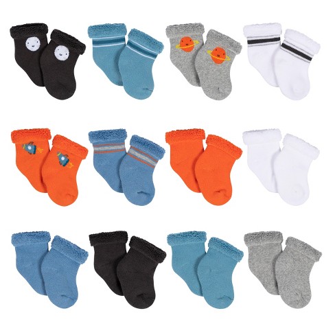 Gerber Baby Boys Wiggle-Proof Socks, 8-Piece (Newborn-0/6 Months) 