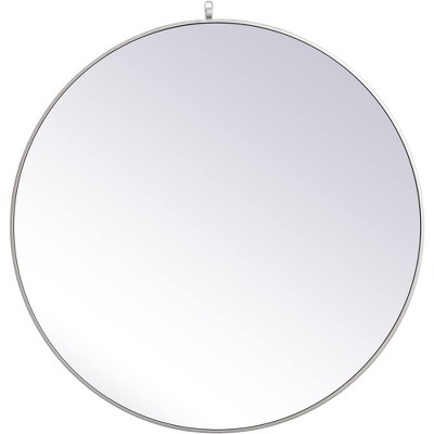 Elegant Lighting Metal frame round mirror with decorative hook 39 inch in Silver