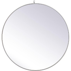 Elegant Lighting Metal frame round mirror with decorative hook 39 inch in Silver - 1 of 4