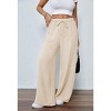 Women's Wide Leg Straight Long Pants Summer Fall Casual Sweatpants Elastic Waist with Drawstring Baggy Loose Fit Pants With Pocket - 3 of 4