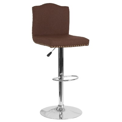 Flash Furniture Bellagio Contemporary Adjustable Height Crown Back Barstool with Accent Nail Trim