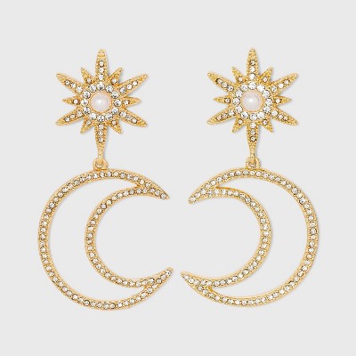 SUGARFIX by BaubleBar Star and Moon Drop Earrings - Gold