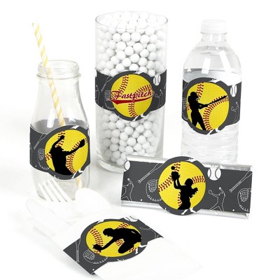 Big Dot of Happiness Grand Slam - Fastpitch Softball - DIY Party Supplies - Birthday Party or Baby Shower DIY Wrapper Favors & Decorations - Set of 15