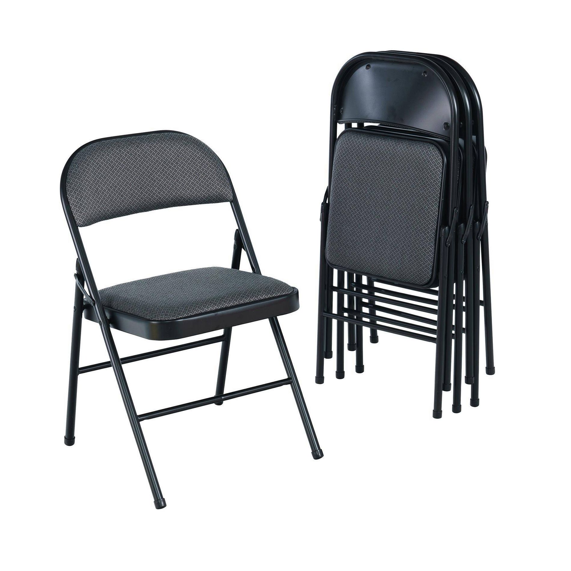Peakform 4pk Fabric Padded Folding Chair Gray: Metal Frame, Polypropylene, No Assembly, Spot Clean