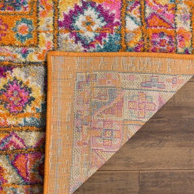 6' x 9' Orange and Fuchsia Synthetic Hand-knotted Rug