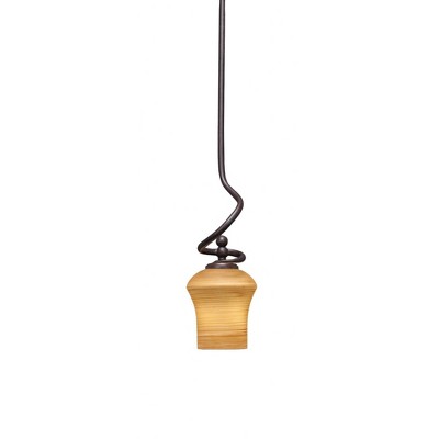 Toltec Lighting Capri 1 - Light Pendant in  Dark Granite with 5.5" Zilo Cayenne Linen  Shade
