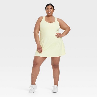 Women's Knit Halter Active Woven Dress - All In Motion™ Light Yellow 4X