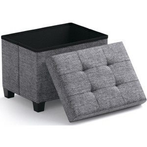 Ornavo Home Collapsible Rectangle Small Storage Ottoman with Legs - 12" x 16" x 12" - 1 of 4