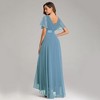 Nmoder  Plus-Size Double V-Neck Bridesmaid Dress with Flared Sleeves & Elastic Waist for Evening Parties - 3 of 4