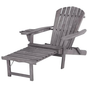 Jiallo Oceanic Collection Adirondack Chaise Lounge Chair Foldable, cup and glass holder, built in ottoman - 1 of 4