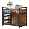 Brown-L Dog Crate Furniture With Drawers, 360° And Adjustable Raised Feeder, Furniture Large Dog Crate For Large Medium Dog Indoor - 2 of 4