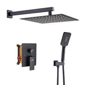CASAINC 3-Spray Pattern 12 Inches Ceiling Mount Shower System / Set Shower Head and Functional Handheld (Valve Included) - 1 of 4