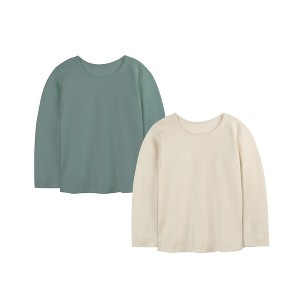 Mightly Girls 2pk Fair Trade Organic Cotton Long Sleeve Ribbed Scoop Neck Tee - 1 of 4